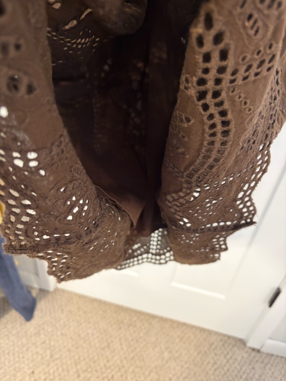 J.Mclaughlin 3/4 Sleeve Linen Blend Newbury Eyelet Dress Lined Brown Women's XL - Picture 7 of 13